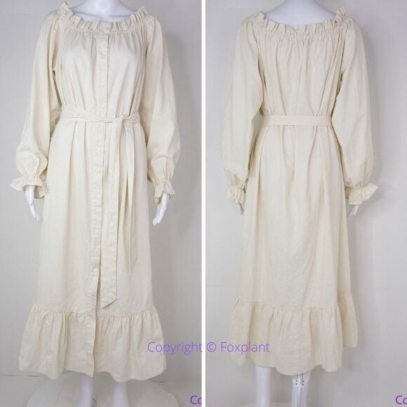NEW‎ Eloquii Cream Linen Maxi Day Dress, size 18/20 - Picture 3 of 15